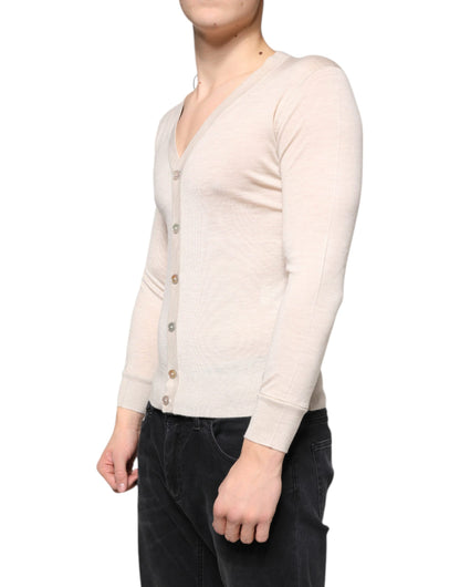 Dolce & Gabbana Beige Cashmere Button Down Cardigan Sweater by Dolce & Gabbana