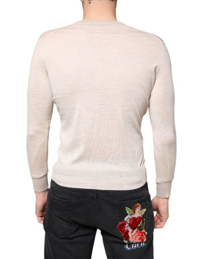 Dolce & Gabbana Beige Cashmere Button Down Cardigan Sweater by Dolce & Gabbana