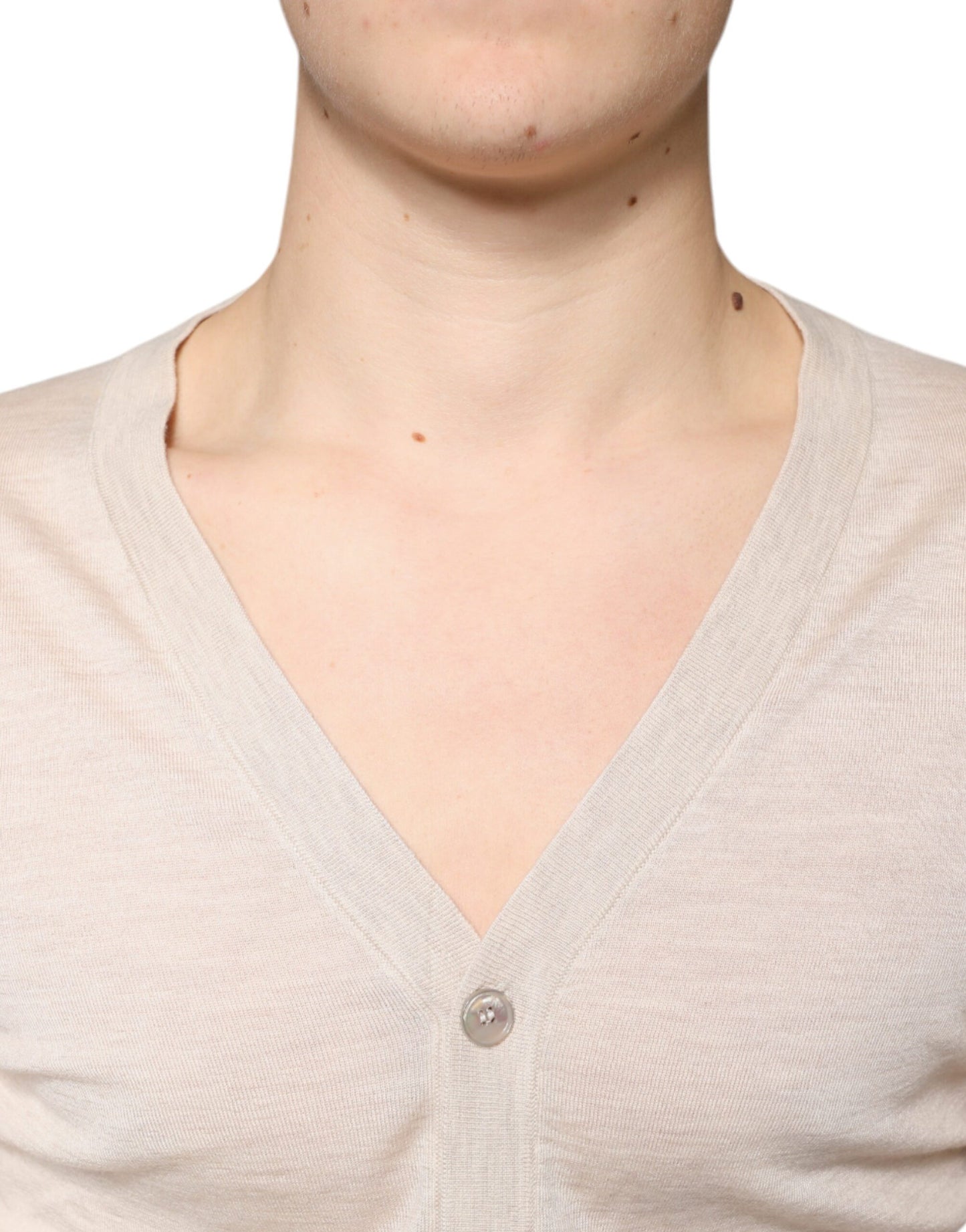 Dolce & Gabbana Beige Cashmere Button Down Cardigan Sweater by Dolce & Gabbana