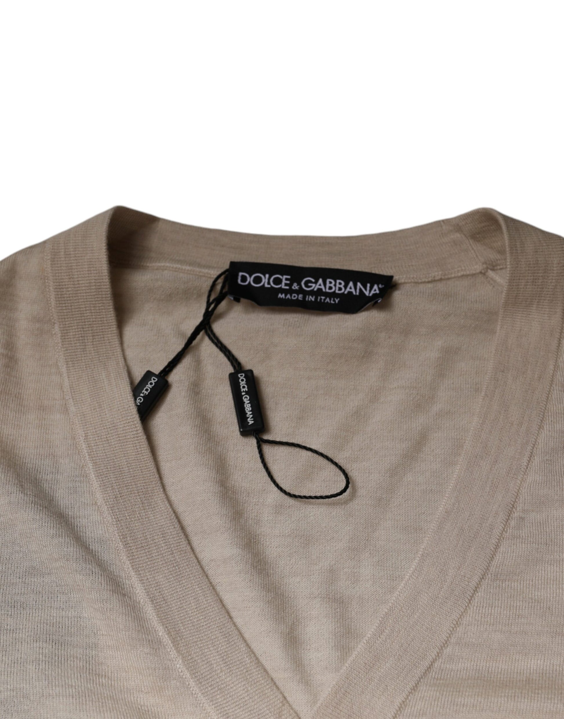 Dolce & Gabbana Beige Cashmere Button Down Cardigan Sweater by Dolce & Gabbana