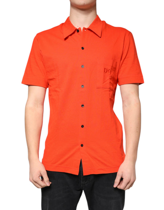 Dolce & Gabbana Orange Cotton Button Down Casual Polo Shirt by Dolce & Gabbana