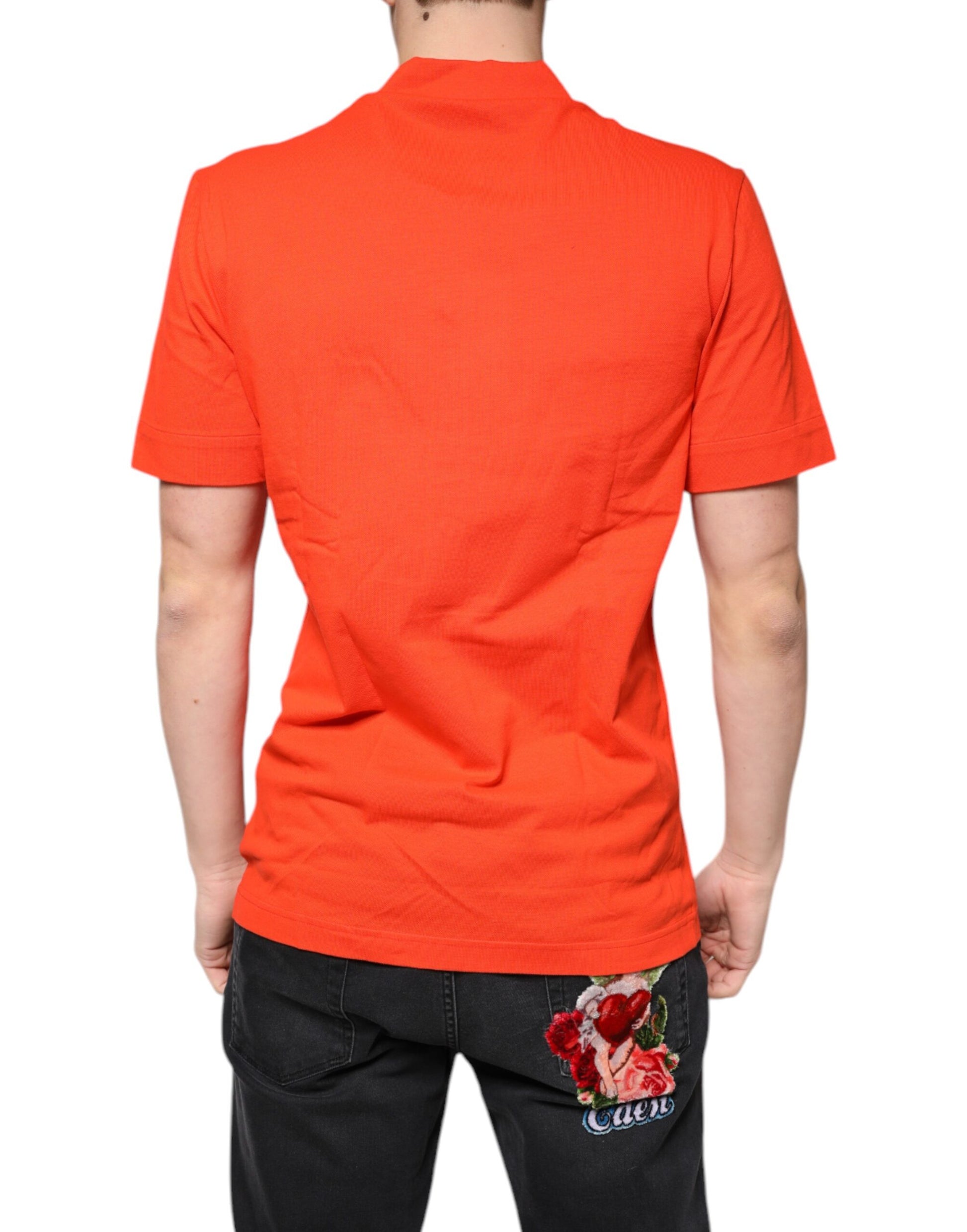 Dolce & Gabbana Orange Cotton Button Down Casual Polo Shirt by Dolce & Gabbana
