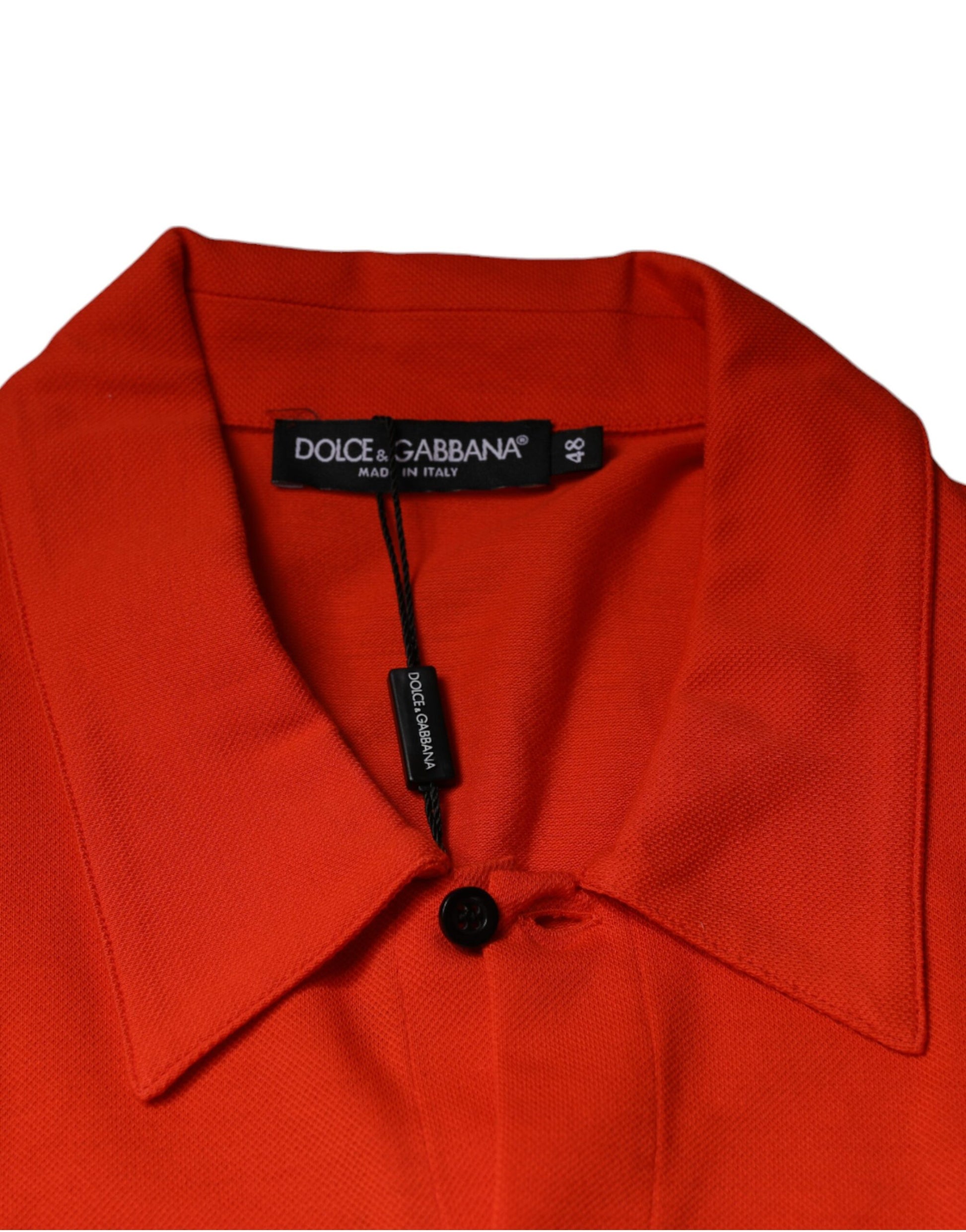 Dolce & Gabbana Orange Cotton Button Down Casual Polo Shirt by Dolce & Gabbana