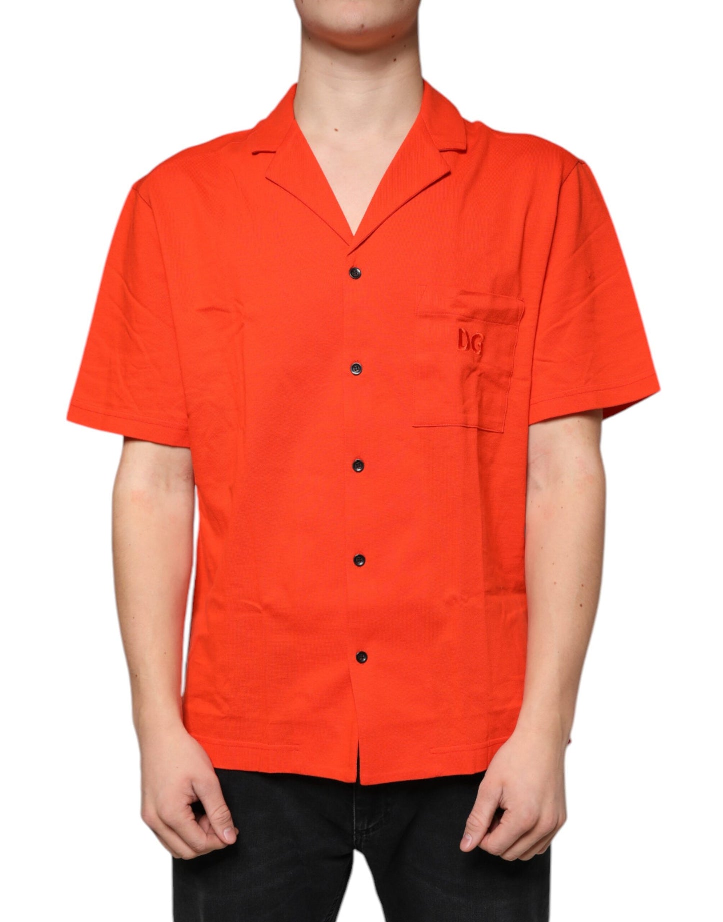 Dolce & Gabbana Orange Cotton Button Down Casual Polo Shirt by Dolce & Gabbana