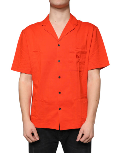 Dolce & Gabbana Orange Cotton Button Down Casual Polo Shirt by Dolce & Gabbana