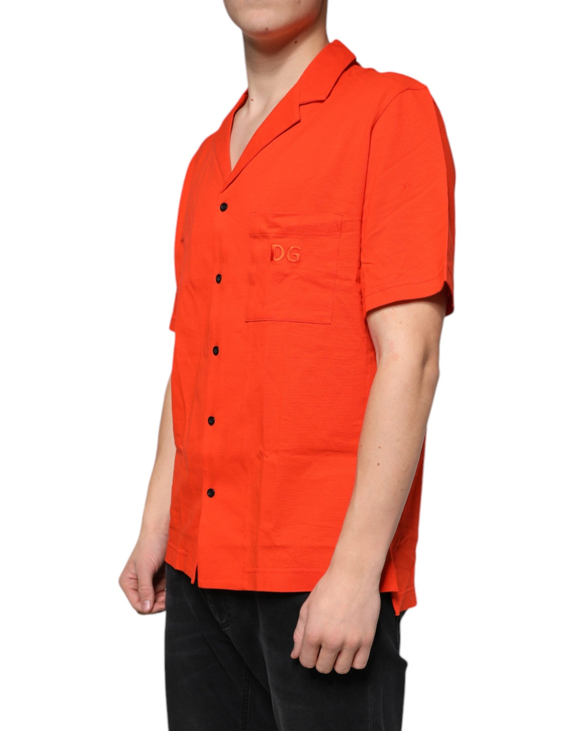 Dolce & Gabbana Orange Cotton Button Down Casual Polo Shirt by Dolce & Gabbana