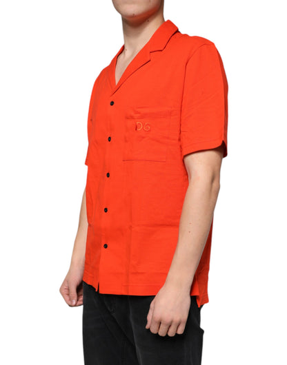 Dolce & Gabbana Orange Cotton Button Down Casual Polo Shirt by Dolce & Gabbana