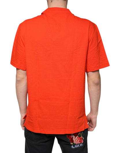 Dolce & Gabbana Orange Cotton Button Down Casual Polo Shirt by Dolce & Gabbana