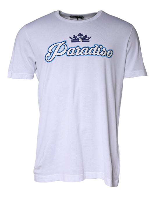 Dolce & Gabbana White Paradiso Cotton Shorts Sleeves T-shirt by Dolce & Gabbana