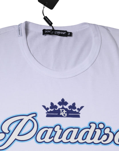 Dolce & Gabbana White Paradiso Cotton Shorts Sleeves T-shirt by Dolce & Gabbana