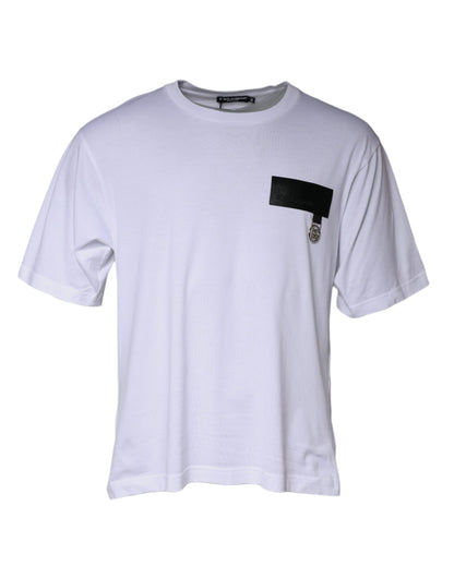 Dolce & Gabbana White Logo Patch Cotton Crew Neck T-shirt by Dolce & Gabbana