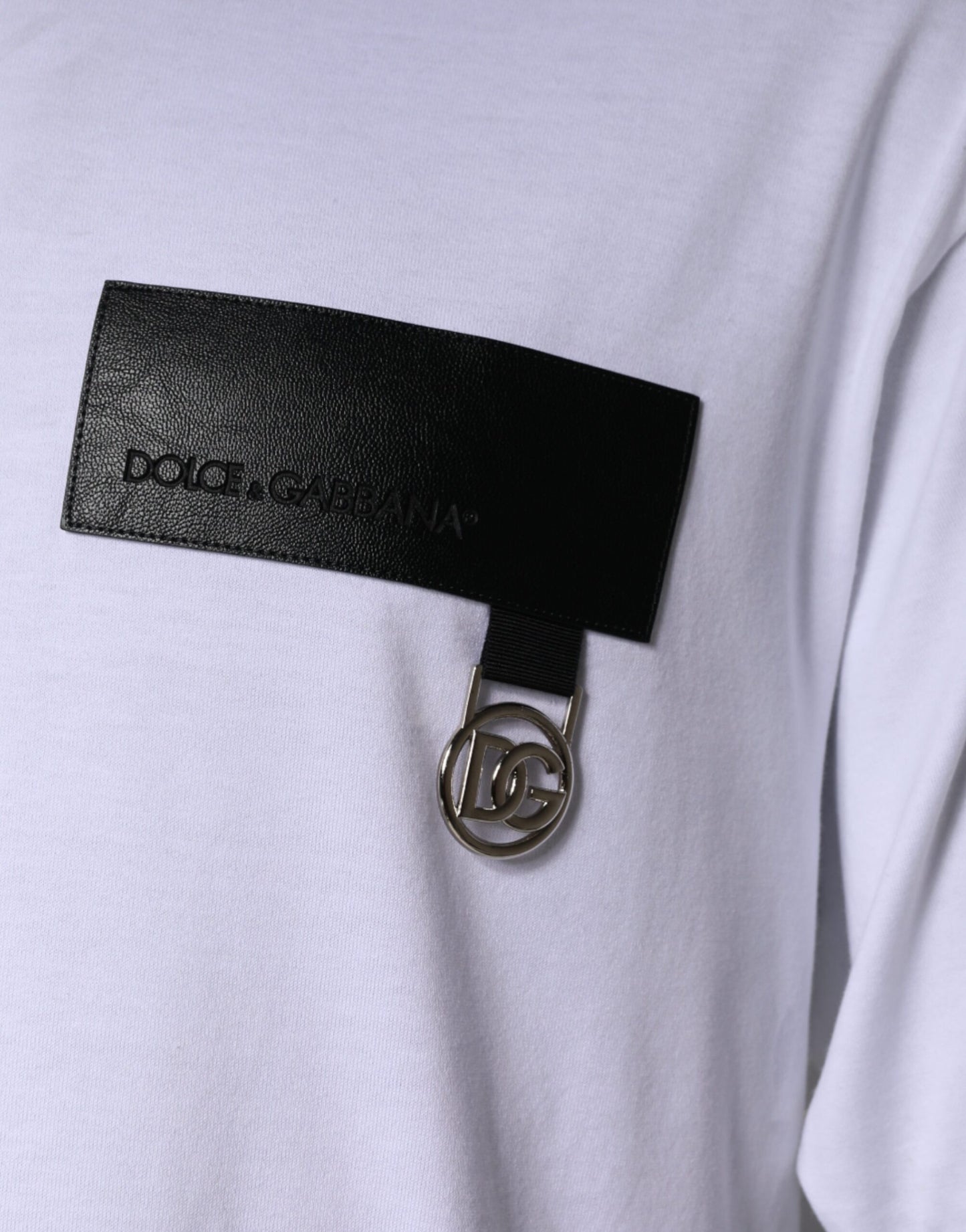 Dolce & Gabbana White Logo Patch Cotton Crew Neck T-shirt by Dolce & Gabbana