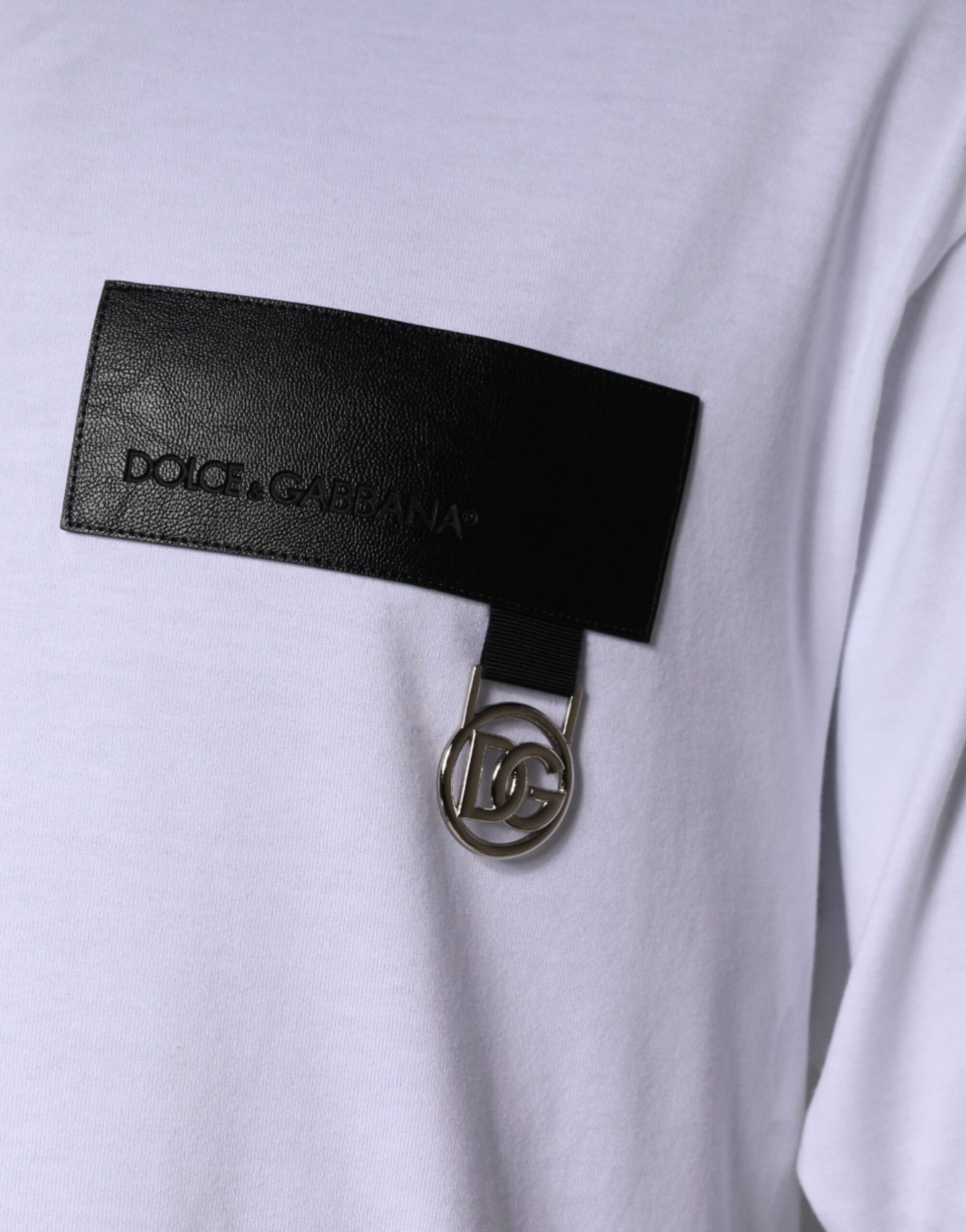 Dolce & Gabbana White Logo Patch Cotton Crew Neck T-shirt by Dolce & Gabbana