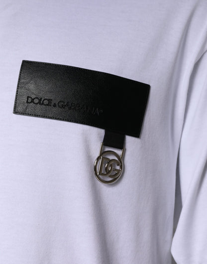 Dolce & Gabbana White Logo Patch Cotton Crew Neck T-shirt by Dolce & Gabbana
