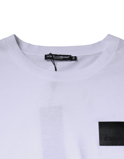Dolce & Gabbana White Logo Patch Cotton Crew Neck T-shirt by Dolce & Gabbana