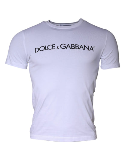 Dolce & Gabbana White Logo Print Cotton Crew Neck T-shirt by Dolce & Gabbana