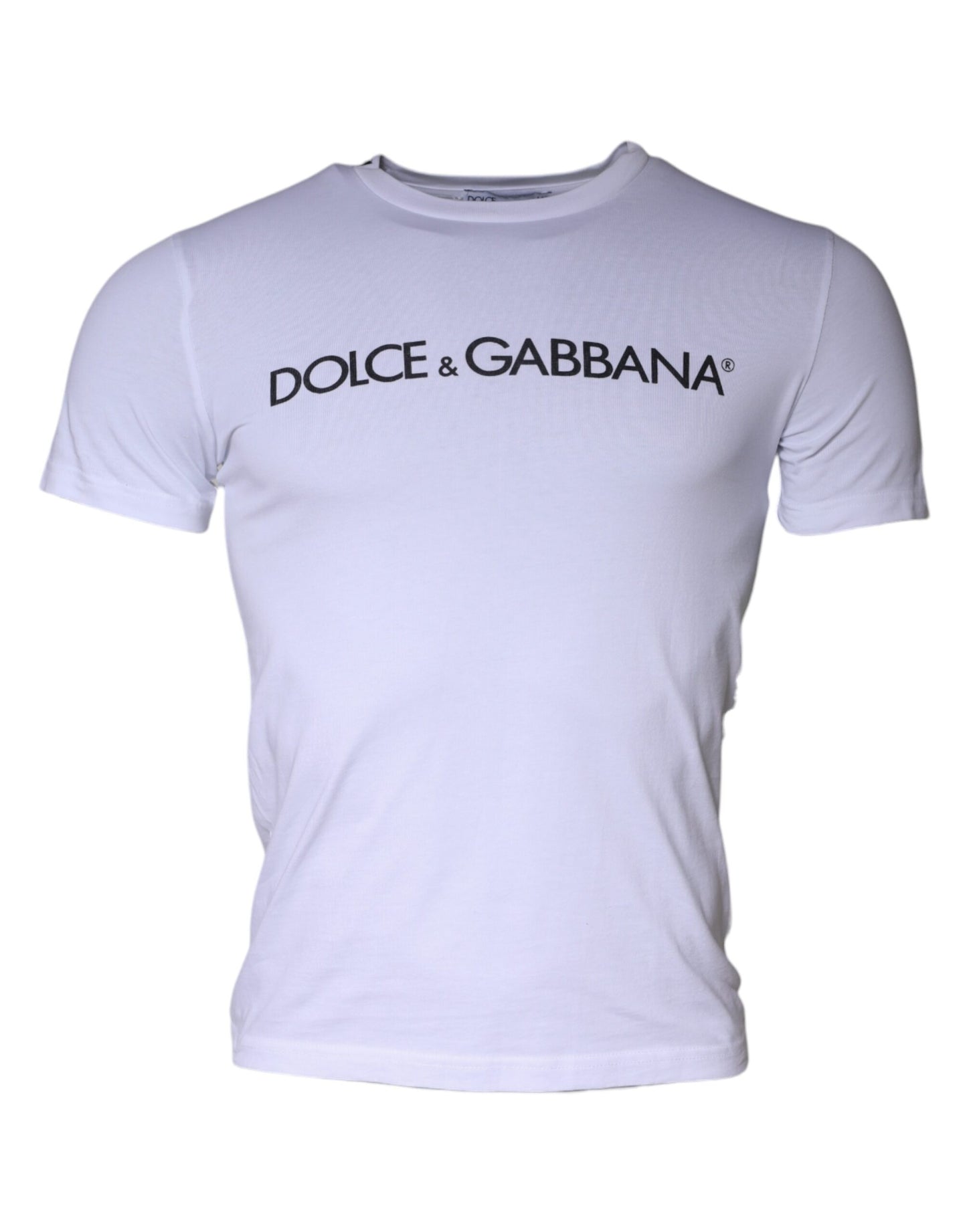Dolce & Gabbana White Logo Print Cotton Crew Neck T-shirt by Dolce & Gabbana