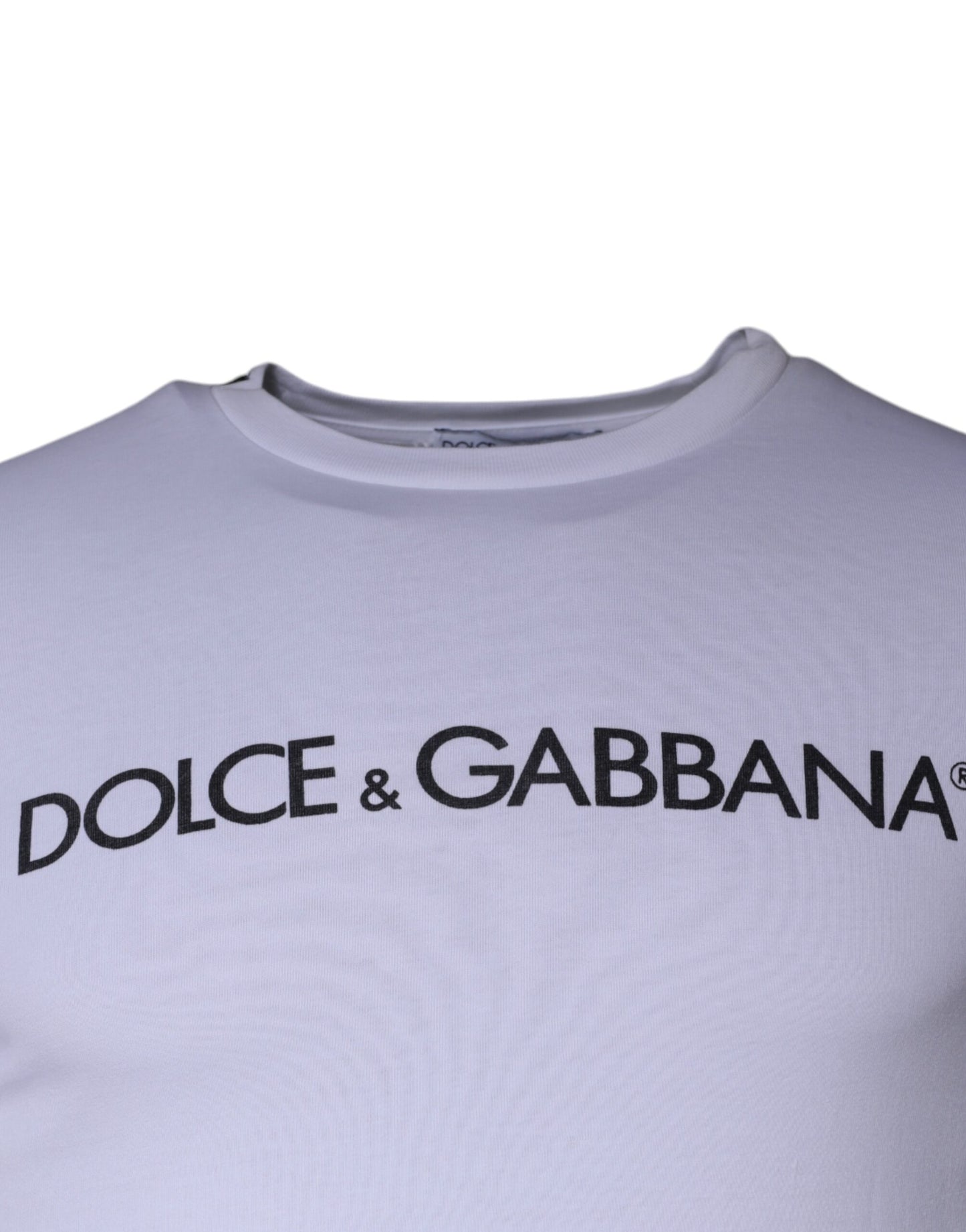 Dolce & Gabbana White Logo Print Cotton Crew Neck T-shirt by Dolce & Gabbana