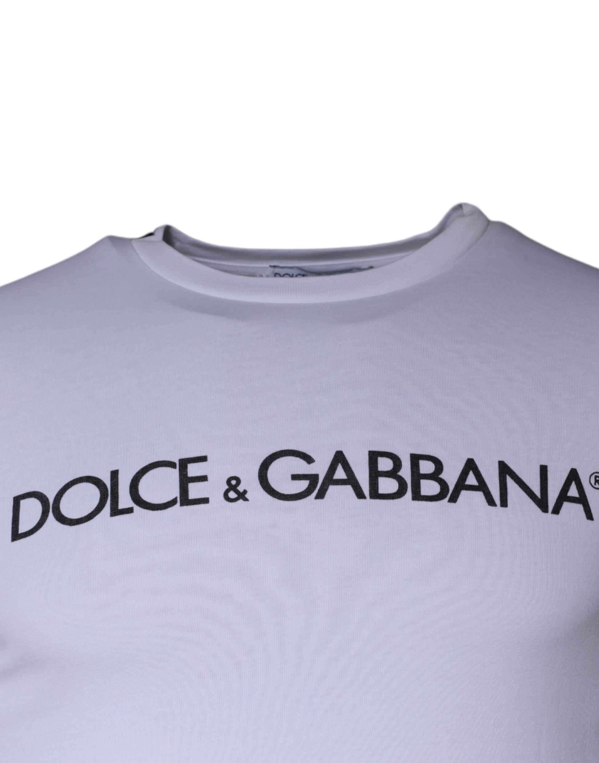 Dolce & Gabbana White Logo Print Cotton Crew Neck T-shirt by Dolce & Gabbana