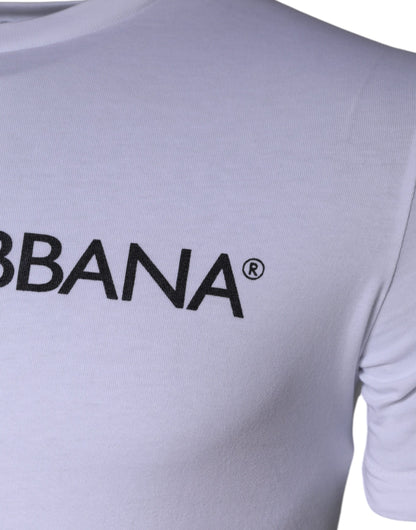 Dolce & Gabbana White Logo Print Cotton Crew Neck T-shirt by Dolce & Gabbana