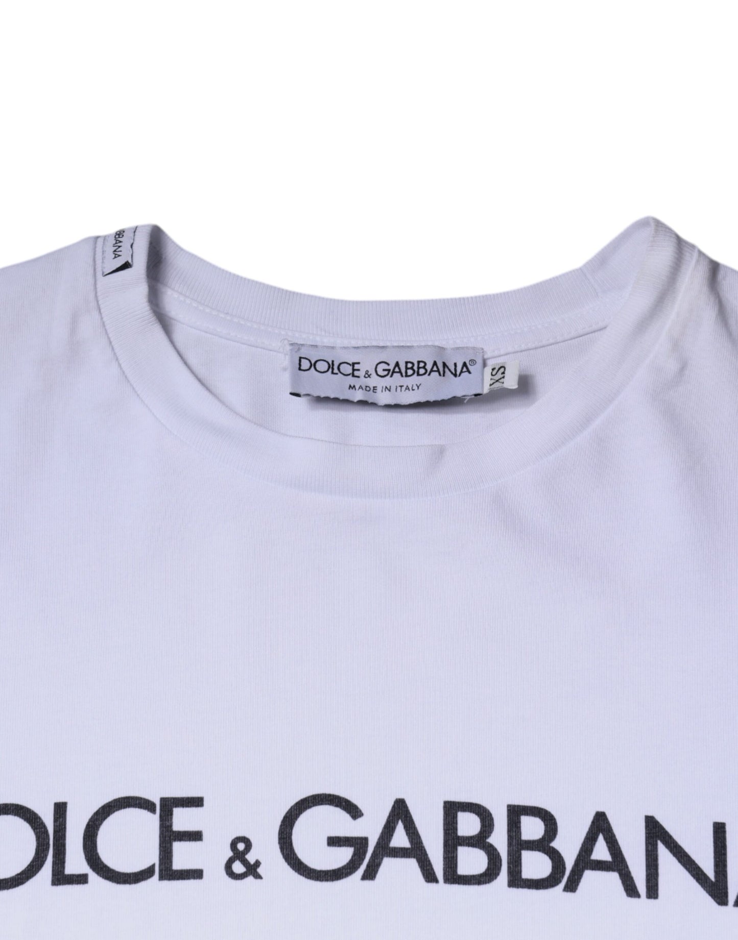 Dolce & Gabbana White Logo Print Cotton Crew Neck T-shirt by Dolce & Gabbana