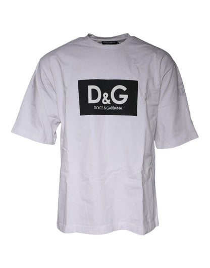 Dolce & Gabbana White Logo Print Cotton Crew Neck T-shirt by Dolce & Gabbana