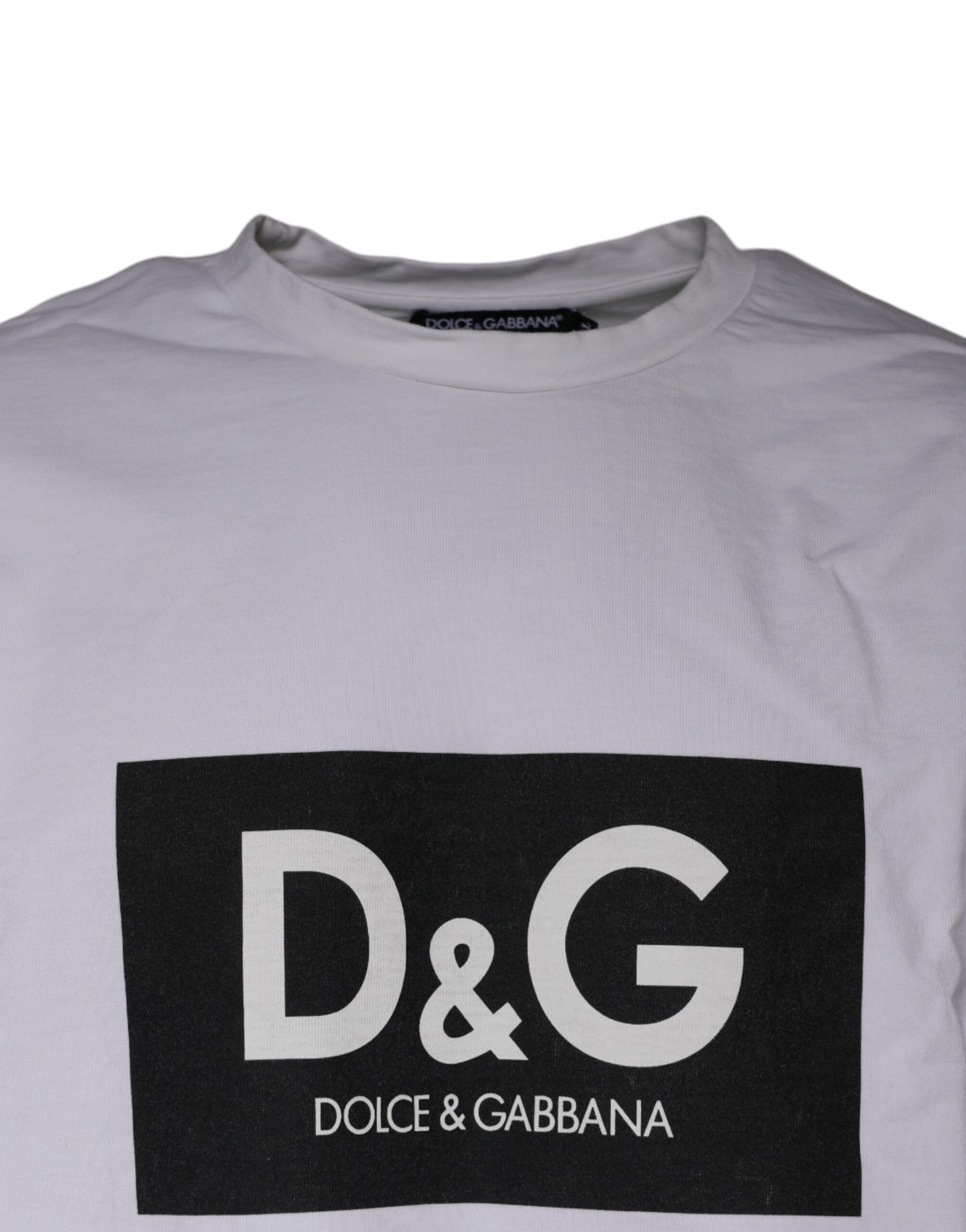 Dolce & Gabbana White Logo Print Cotton Crew Neck T-shirt by Dolce & Gabbana