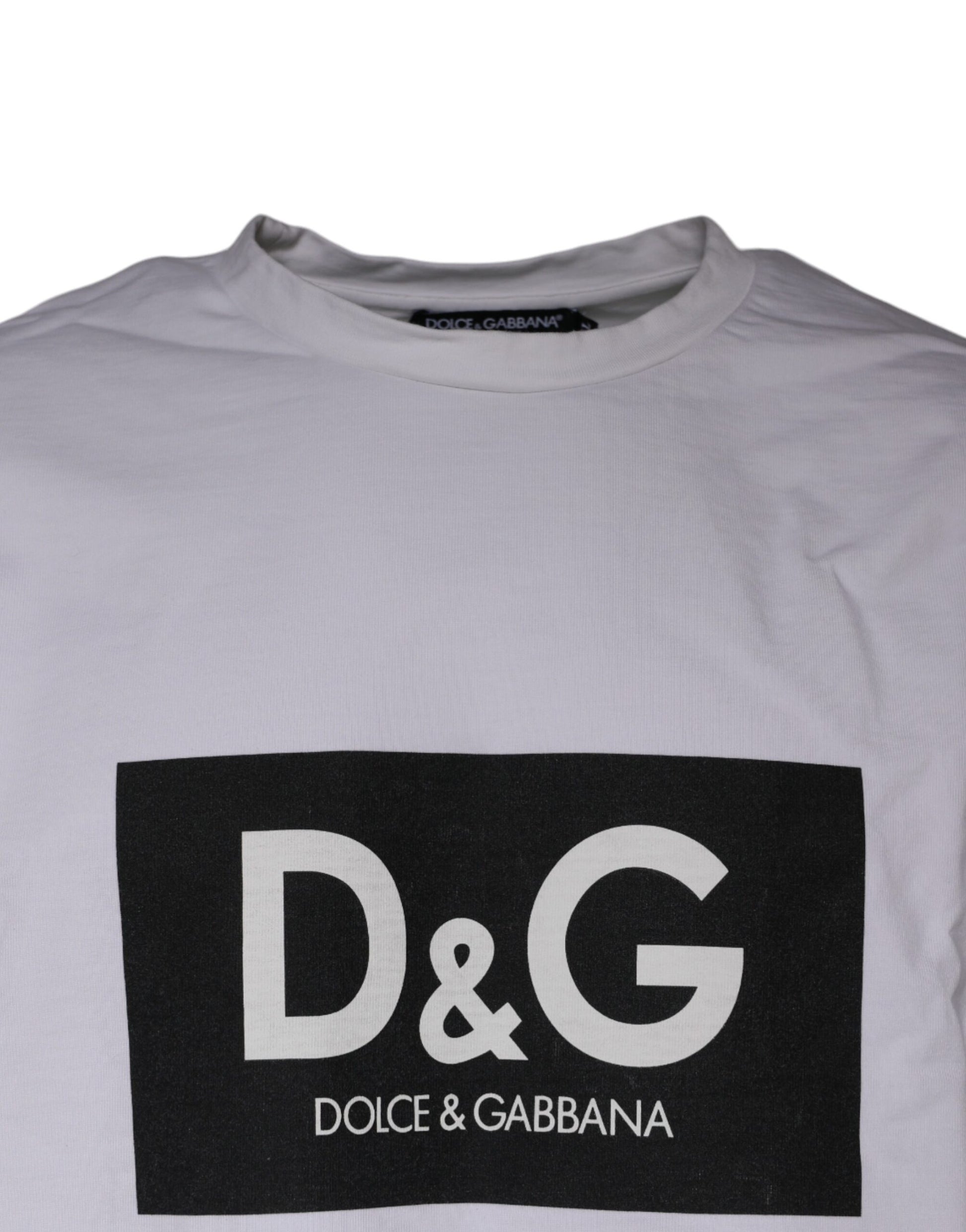 Dolce & Gabbana White Logo Print Cotton Crew Neck T-shirt by Dolce & Gabbana
