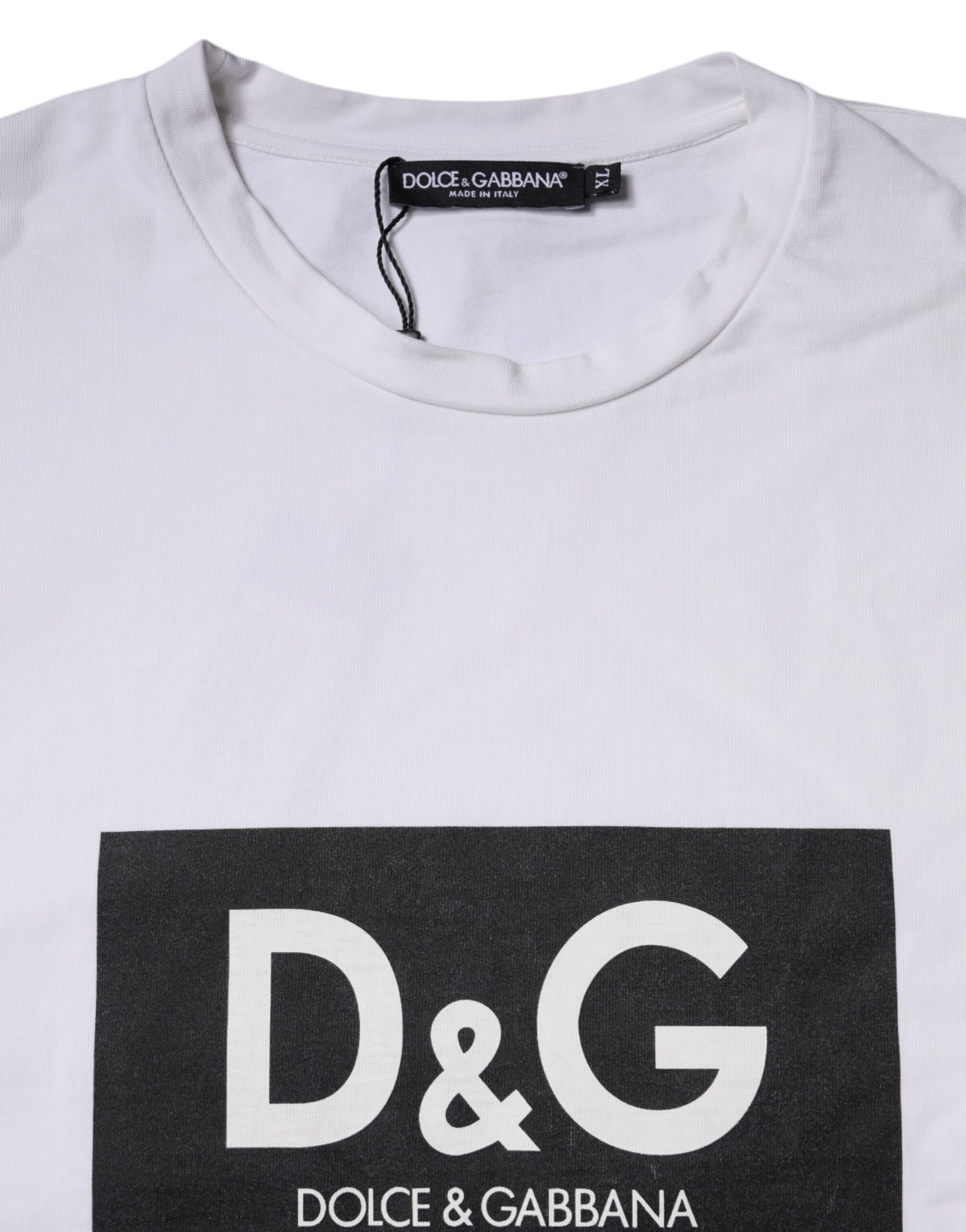 Dolce & Gabbana White Logo Print Cotton Crew Neck T-shirt by Dolce & Gabbana