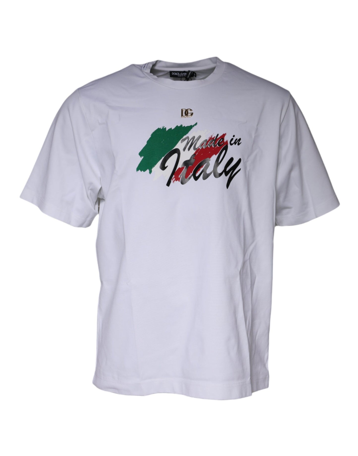 Dolce & Gabbana White Graphic Print Cotton Crew Neck T-shirt by Dolce & Gabbana