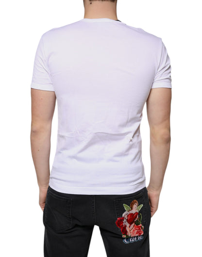 Dolce & Gabbana White Cotton V-neck Short Sleeves T-shirt by Dolce & Gabbana