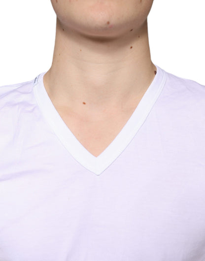 Dolce & Gabbana White Cotton V-neck Short Sleeves T-shirt by Dolce & Gabbana