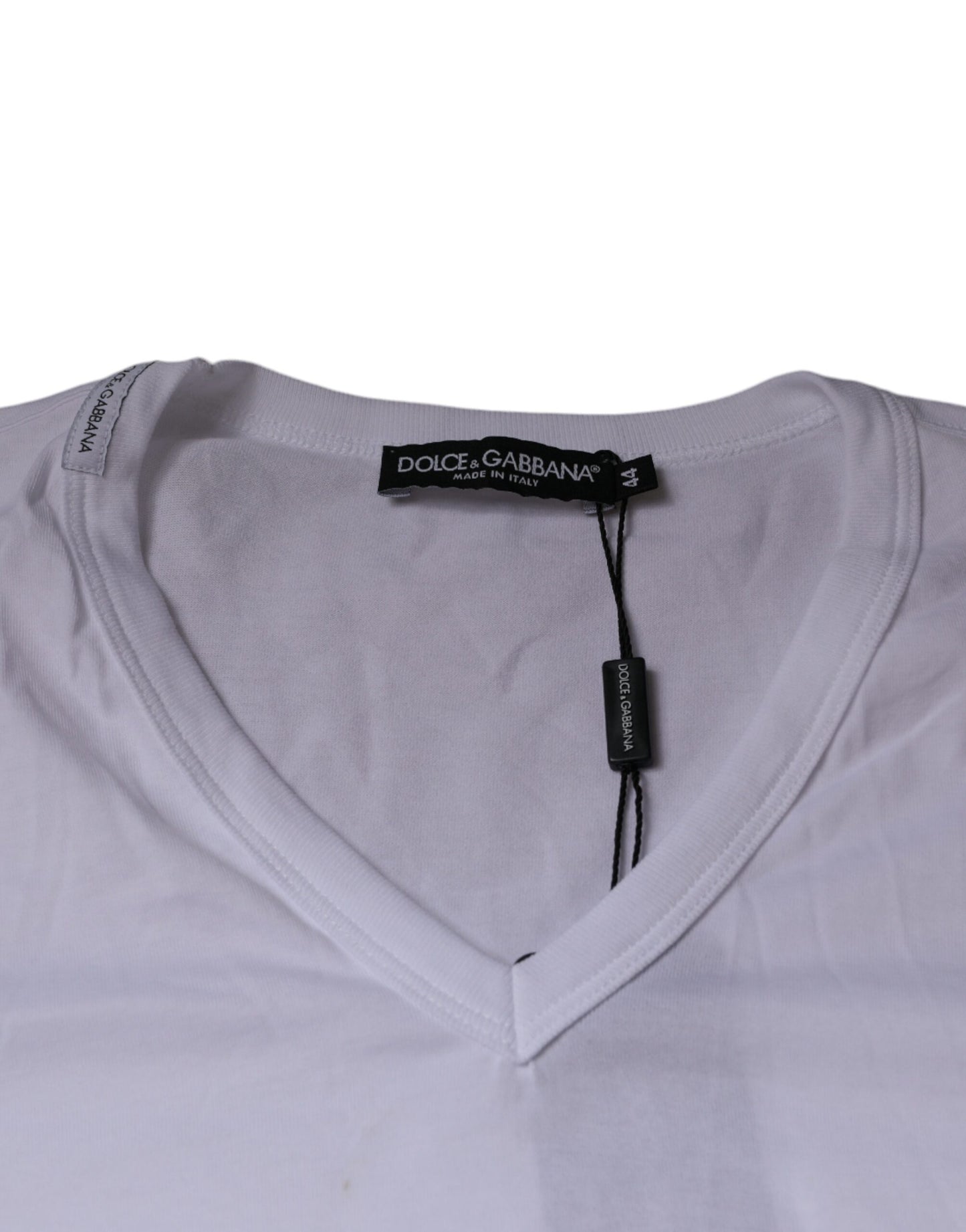 Dolce & Gabbana White Cotton V-neck Short Sleeves T-shirt by Dolce & Gabbana