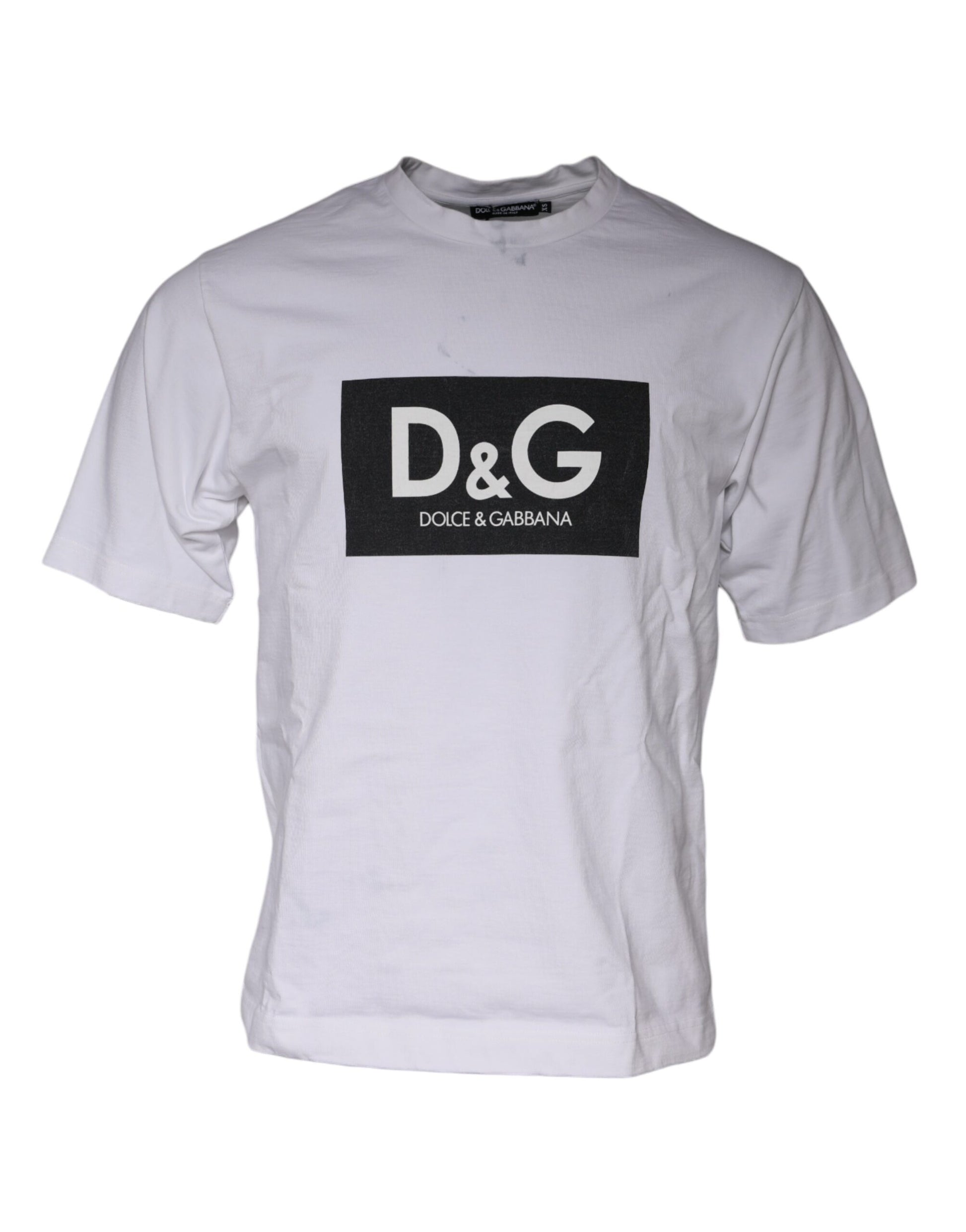 Dolce & Gabbana White Logo Print Cotton Crew Neck T-shirt by Dolce & Gabbana