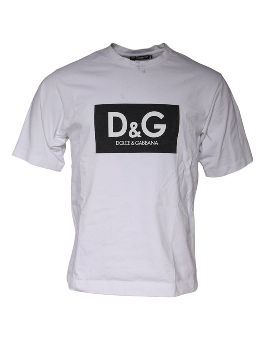 Dolce & Gabbana White Logo Print Cotton Crew Neck T-shirt by Dolce & Gabbana