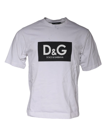 Dolce & Gabbana White Logo Print Cotton Crew Neck T-shirt by Dolce & Gabbana