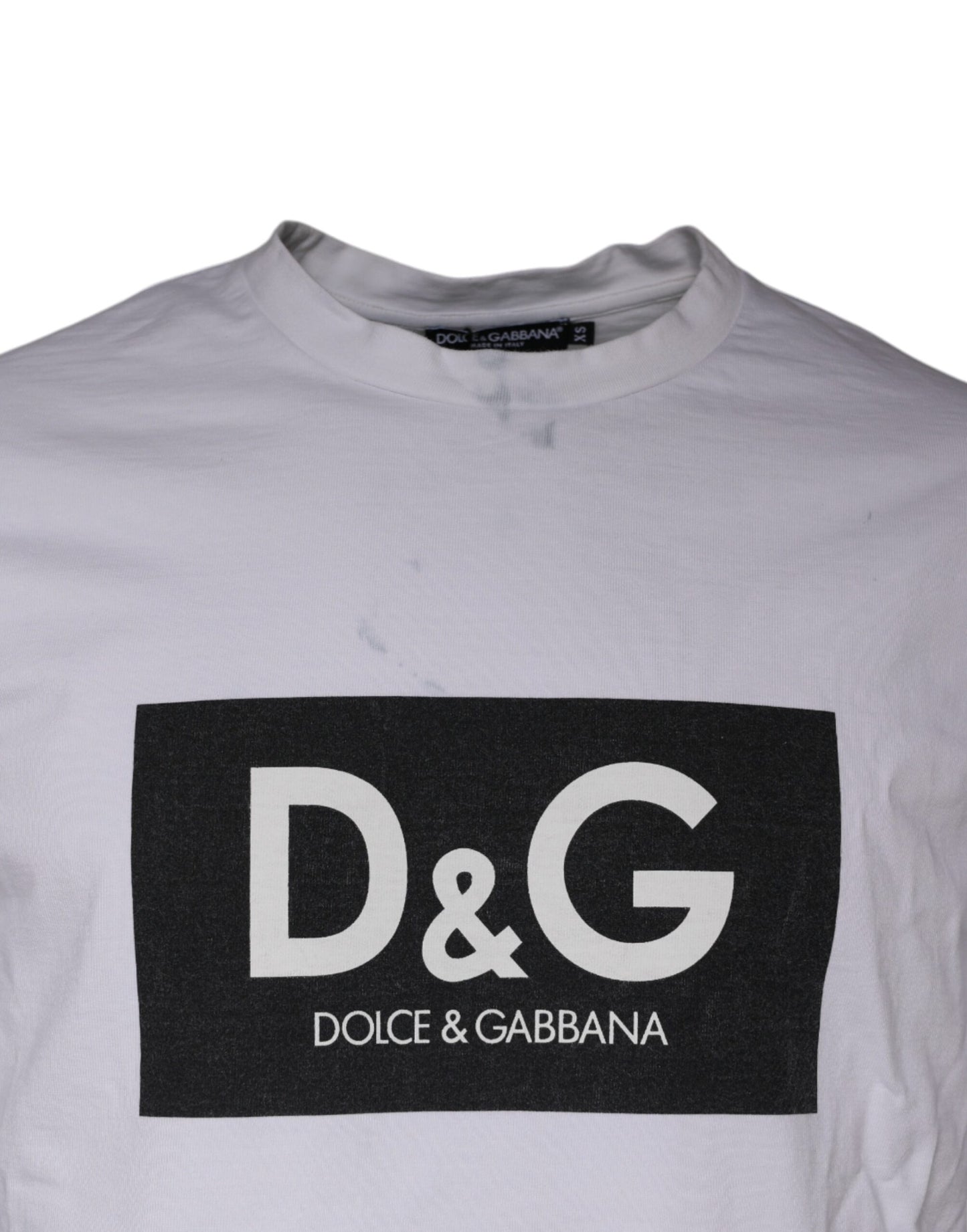 Dolce & Gabbana White Logo Print Cotton Crew Neck T-shirt by Dolce & Gabbana
