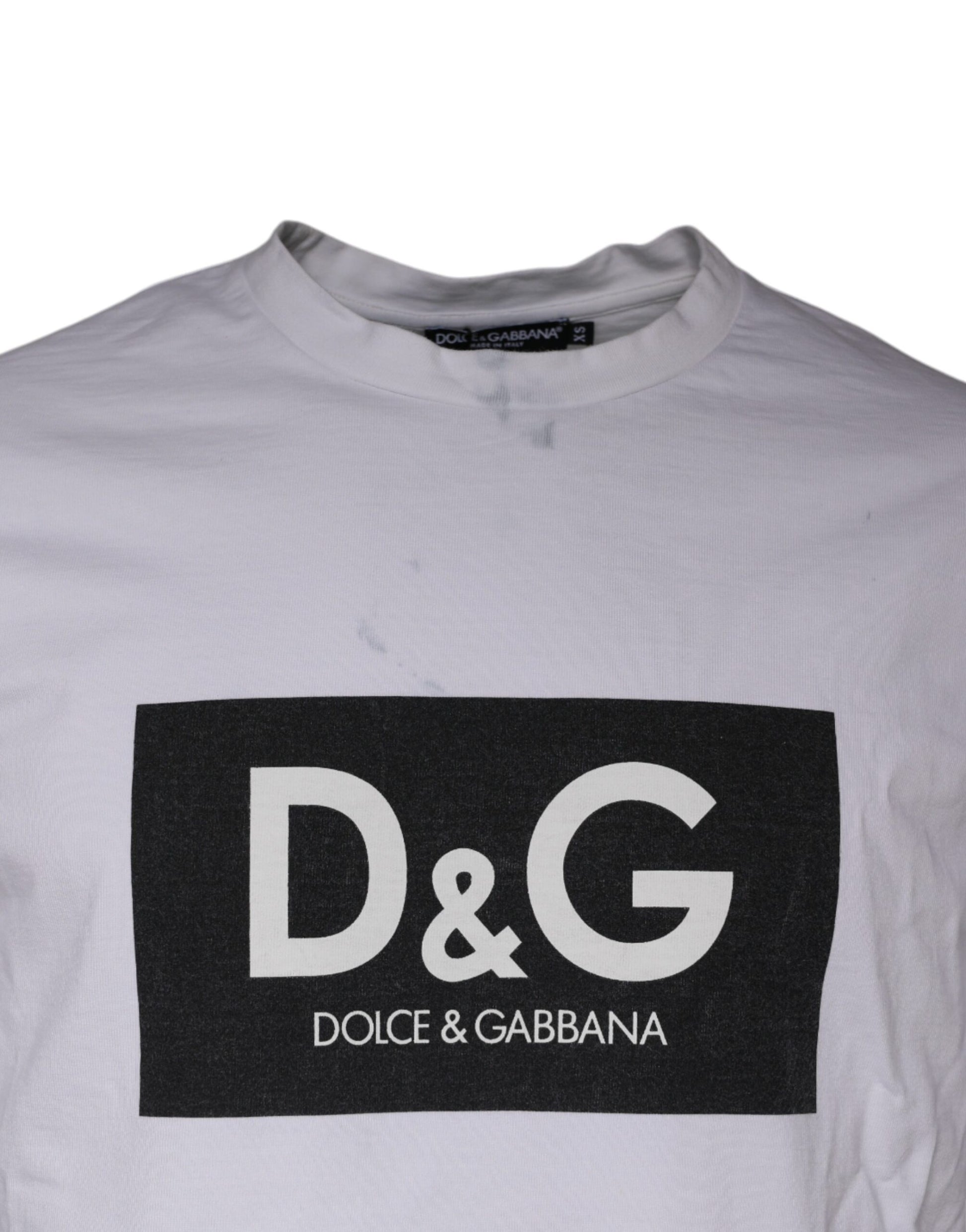 Dolce & Gabbana White Logo Print Cotton Crew Neck T-shirt by Dolce & Gabbana
