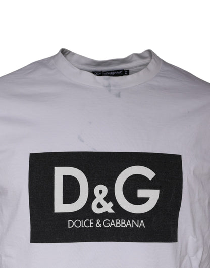 Dolce & Gabbana White Logo Print Cotton Crew Neck T-shirt by Dolce & Gabbana