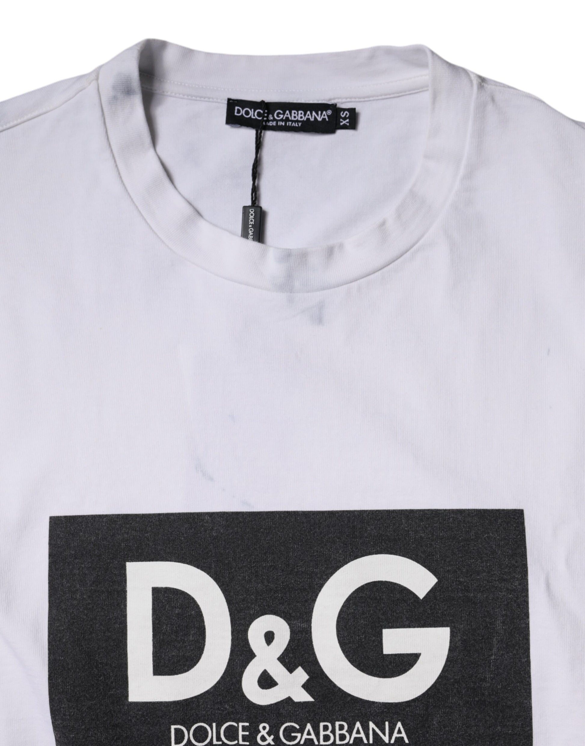 Dolce & Gabbana White Logo Print Cotton Crew Neck T-shirt by Dolce & Gabbana