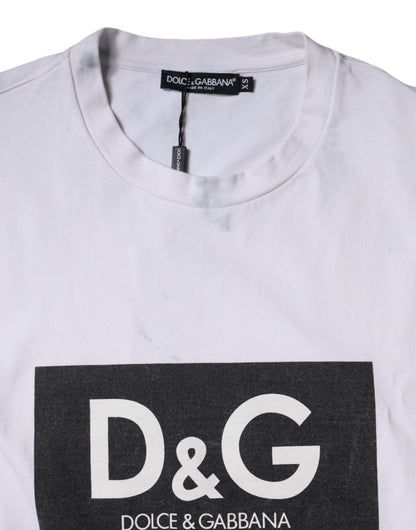 Dolce & Gabbana White Logo Print Cotton Crew Neck T-shirt by Dolce & Gabbana
