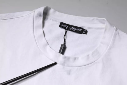 Dolce & Gabbana White Logo Print Cotton Crew Neck T-shirt by Dolce & Gabbana