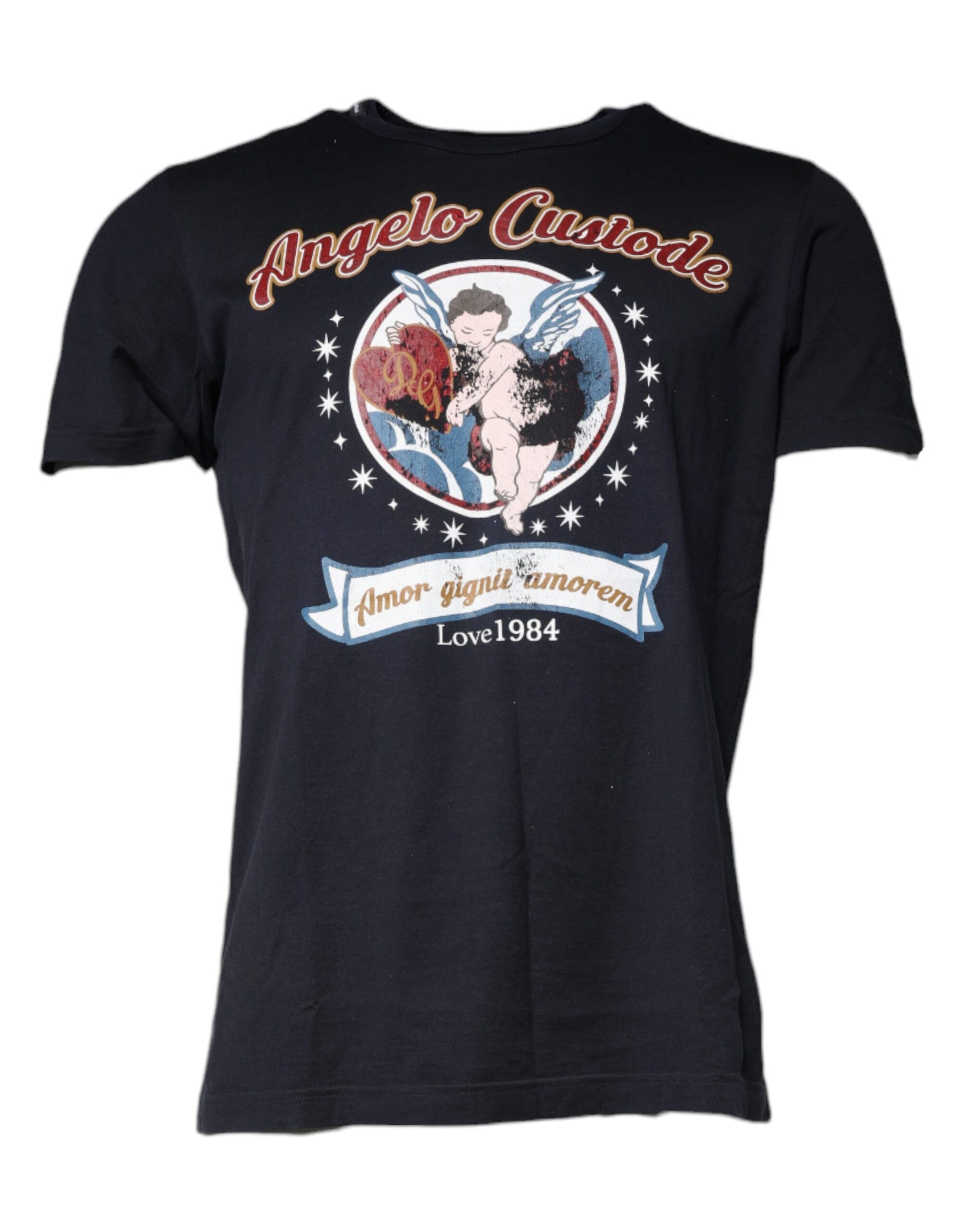 Dolce & Gabbana Black Graphic Print Cotton Crew Neck T-shirt by Dolce & Gabbana