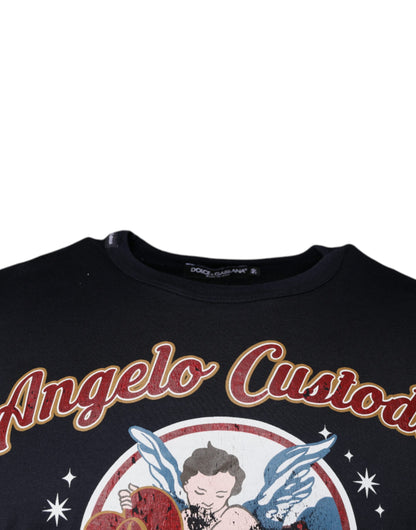 Dolce & Gabbana Black Graphic Print Cotton Crew Neck T-shirt by Dolce & Gabbana
