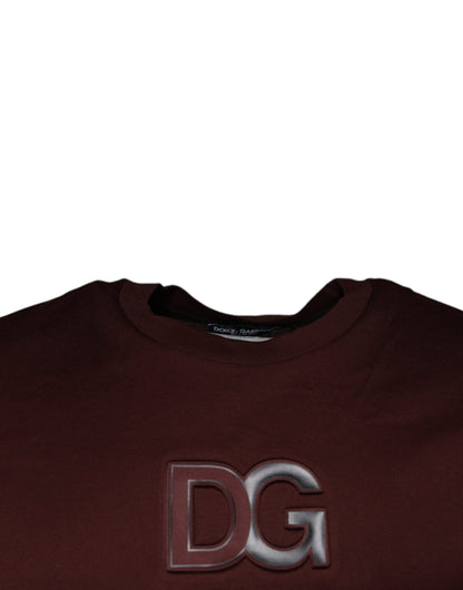 Dolce & Gabbana Maroon DG Logo Cotton Crew Neck T-shirt by Dolce & Gabbana