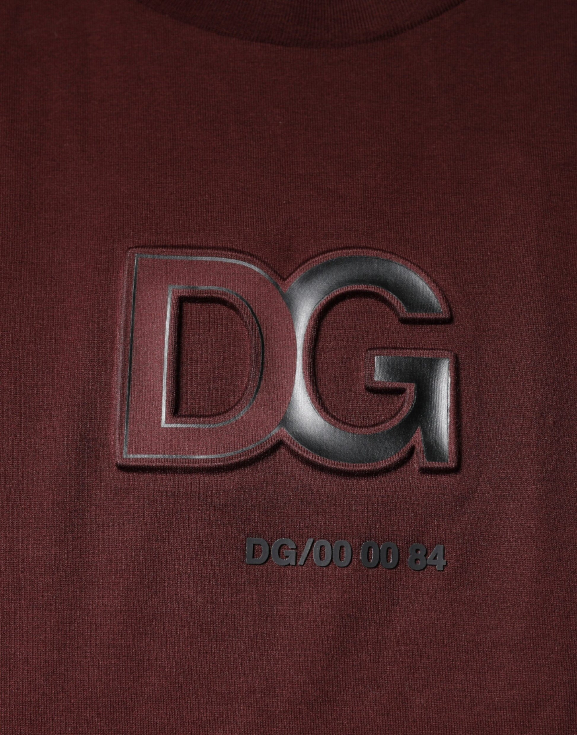 Dolce & Gabbana Maroon DG Logo Cotton Crew Neck T-shirt by Dolce & Gabbana