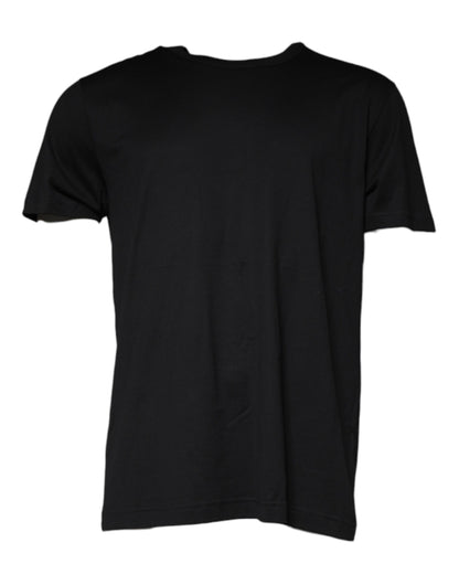 Dolce & Gabbana Black Cotton Shorts Sleeves Crewneck T-shirt by Dolce & Gabbana
