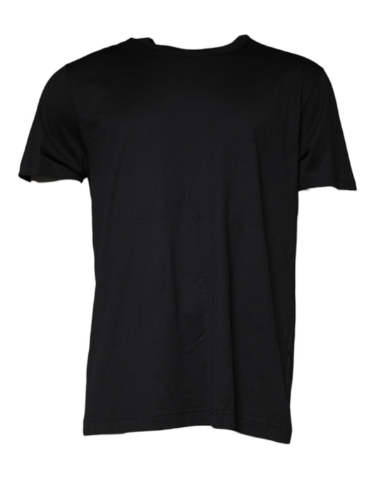 Dolce & Gabbana Black Cotton Shorts Sleeves Crewneck T-shirt by Dolce & Gabbana