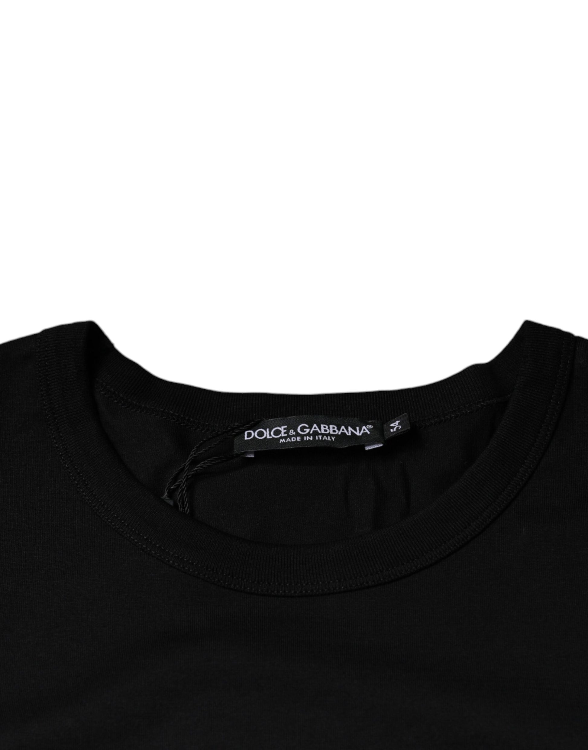Dolce & Gabbana Black Cotton Shorts Sleeves Crewneck T-shirt by Dolce & Gabbana