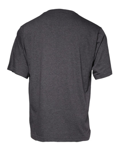 Dolce & Gabbana Gray Logo Patch Cotton Crew Neck T-shirt by Dolce & Gabbana